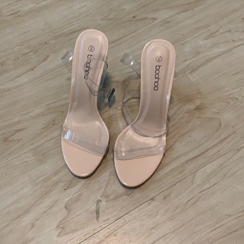 Clear Strappy Block Heel